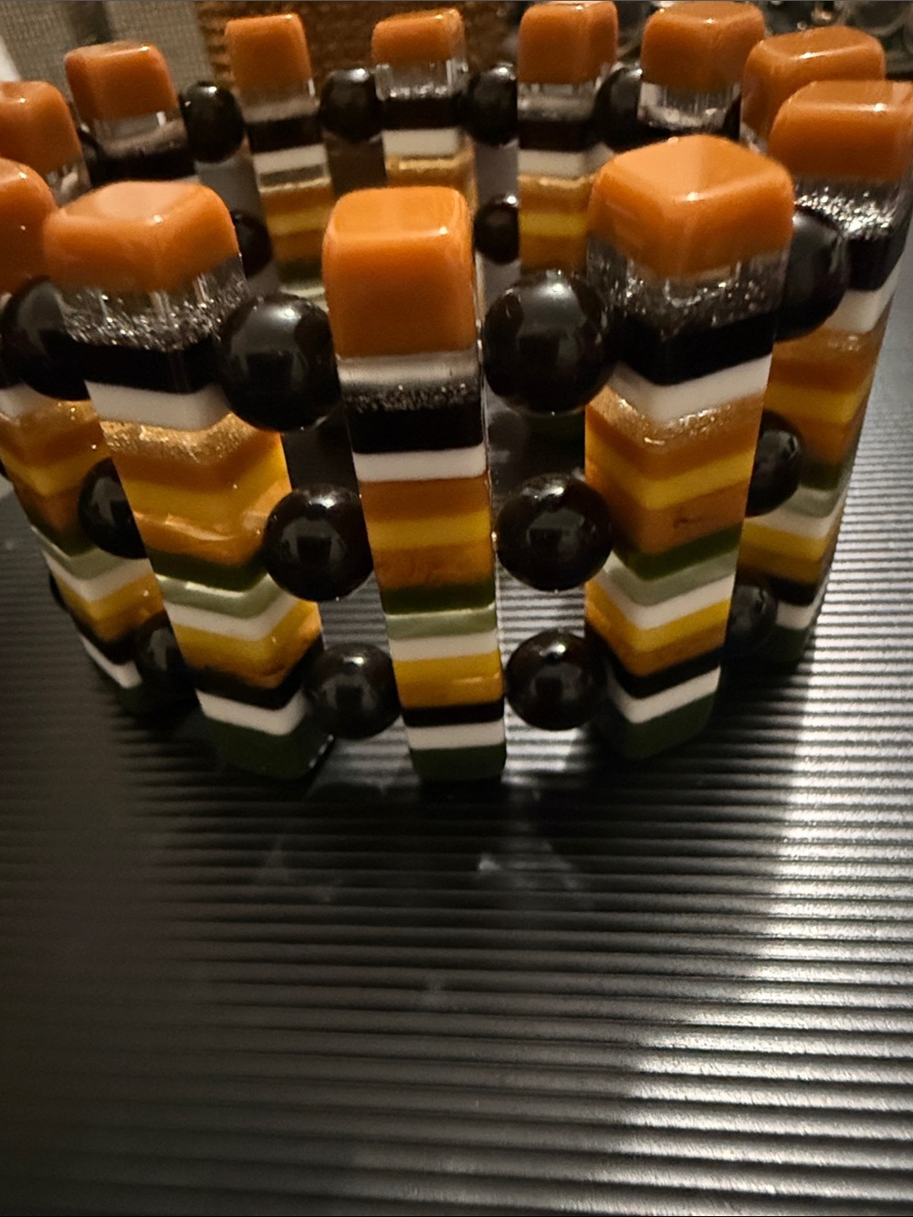 Multi-Color Striped Glass Beaded Bracelet
